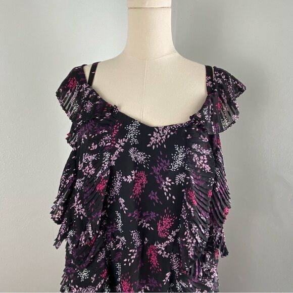 Lane Bryant Black Asian Floral Ruffled Tiered Maxi Dress Plus Size Boho Romantic - Picture 8 of 15